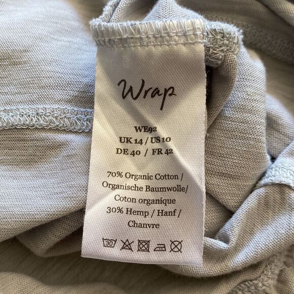 Wrap Size 10 Grey Tunic Long Sleeve Button Down Weave Neckline - Picture 7 of 7